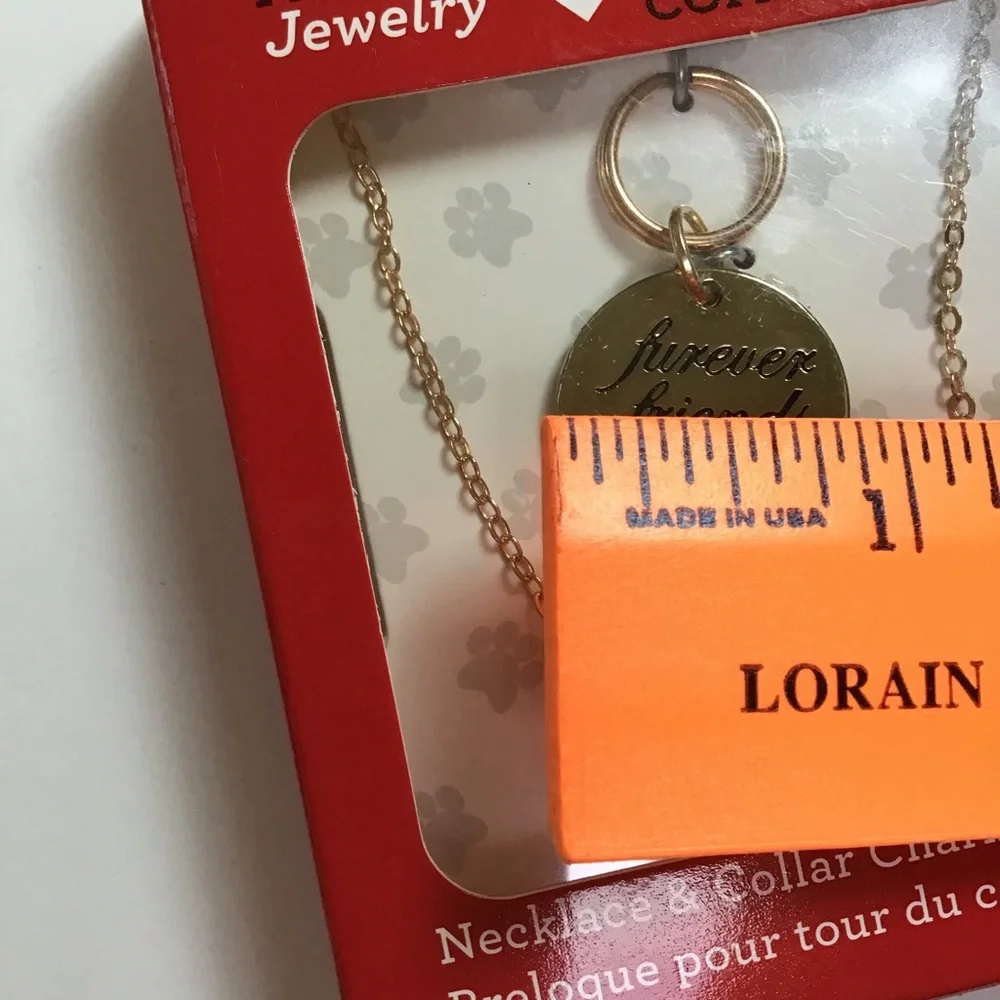 Furever Friends Gold Tone Necklace &‎ Pet  Collar Charm Set NWT